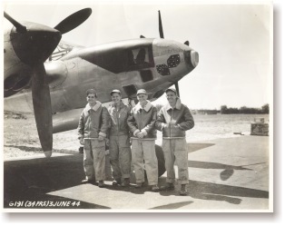 3-June/44 - Ground crew of "My-Little D-Icer" mugging in front of their ship. (Allen Keith)