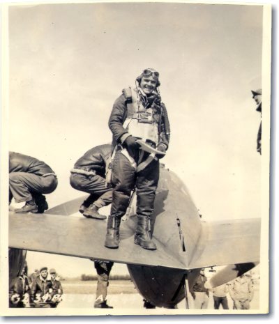 Post-mission photo of Major Hayes. (Harold Vaughn)