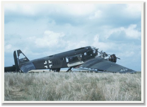 Smashed Junkers Ju 52/3m A7+HL at Chateaudun. (Richard Kill)